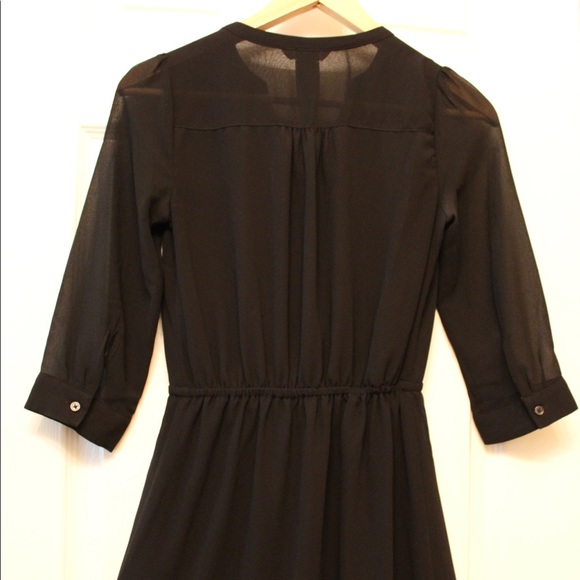 H&M Black 3/4-Length Sleeve Chiffon Mini Dress - Picture 3 of 4